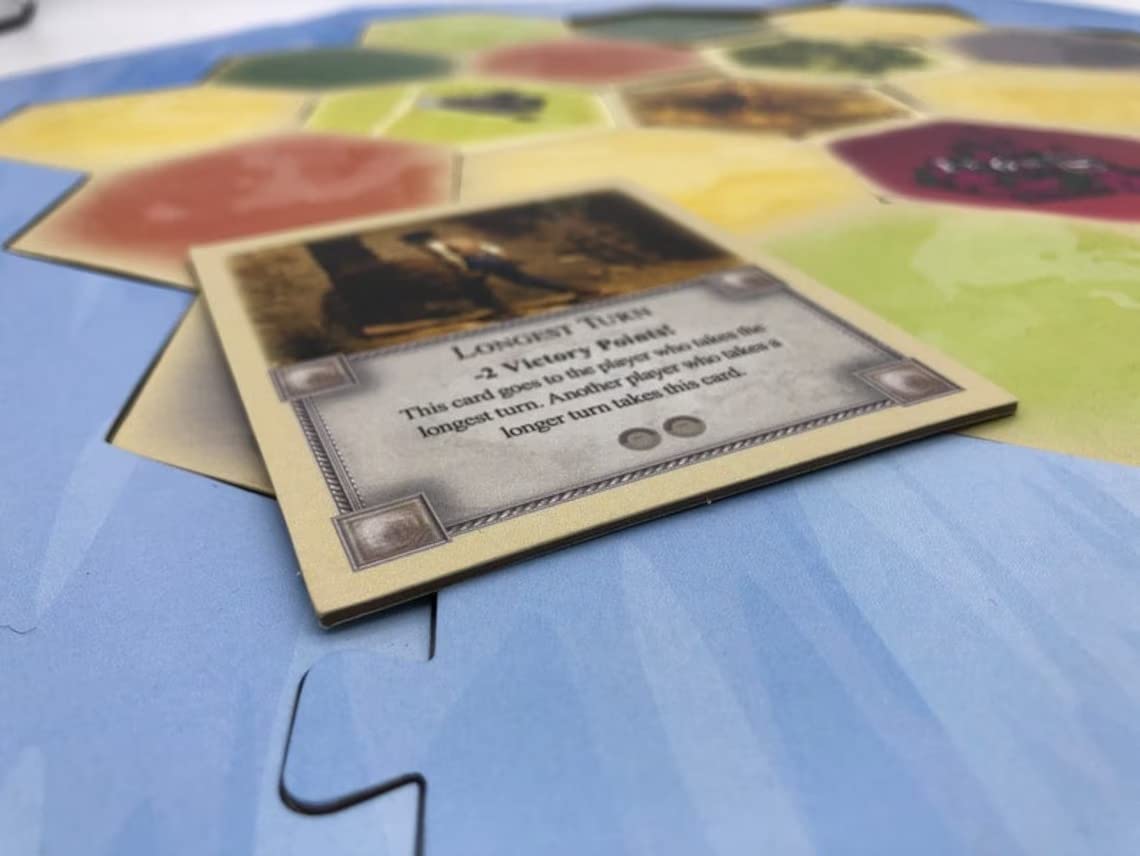 5-Pack Bonus Cards: Longest Turn, Wood for Sheep, Most Developed, Lover of Sheep and Port of Call compatible with Catan's Settlers of Catan and Expansions