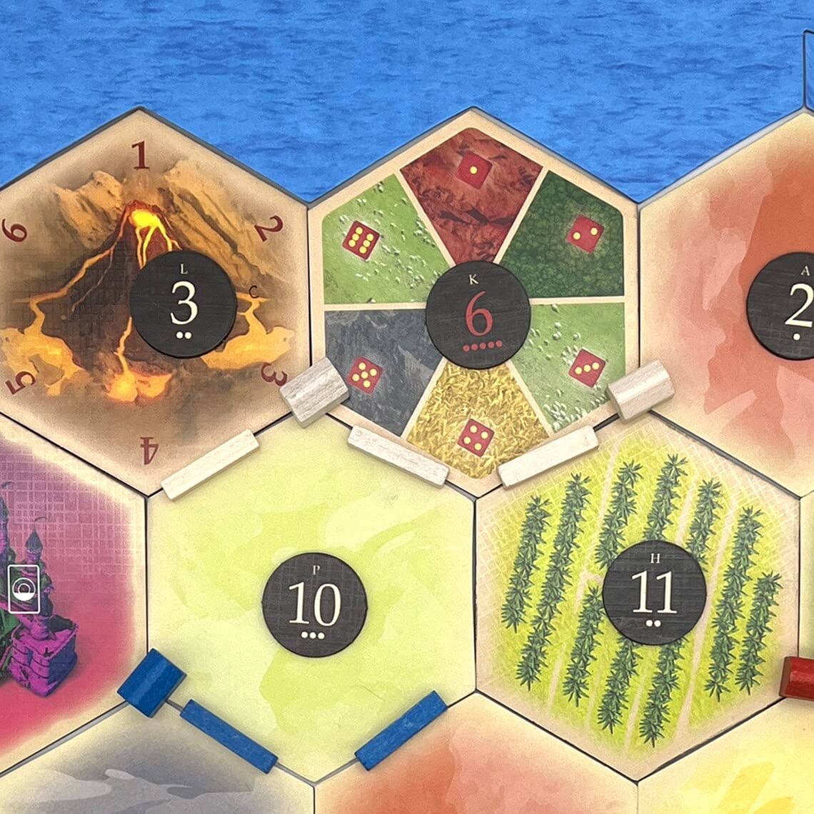 Amalgam Multi-Resource Replacement Hex Scenario compatible with Catan's Settlers of Catan, Seafarers, Cities and Knights and Catan Expansions