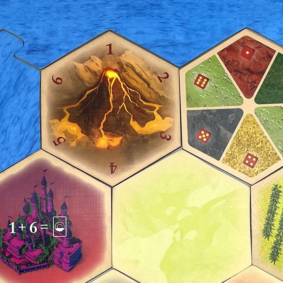 Volcano Hex compatible with Catan's Settlers of Catan, Seafarers & Catan Expansions