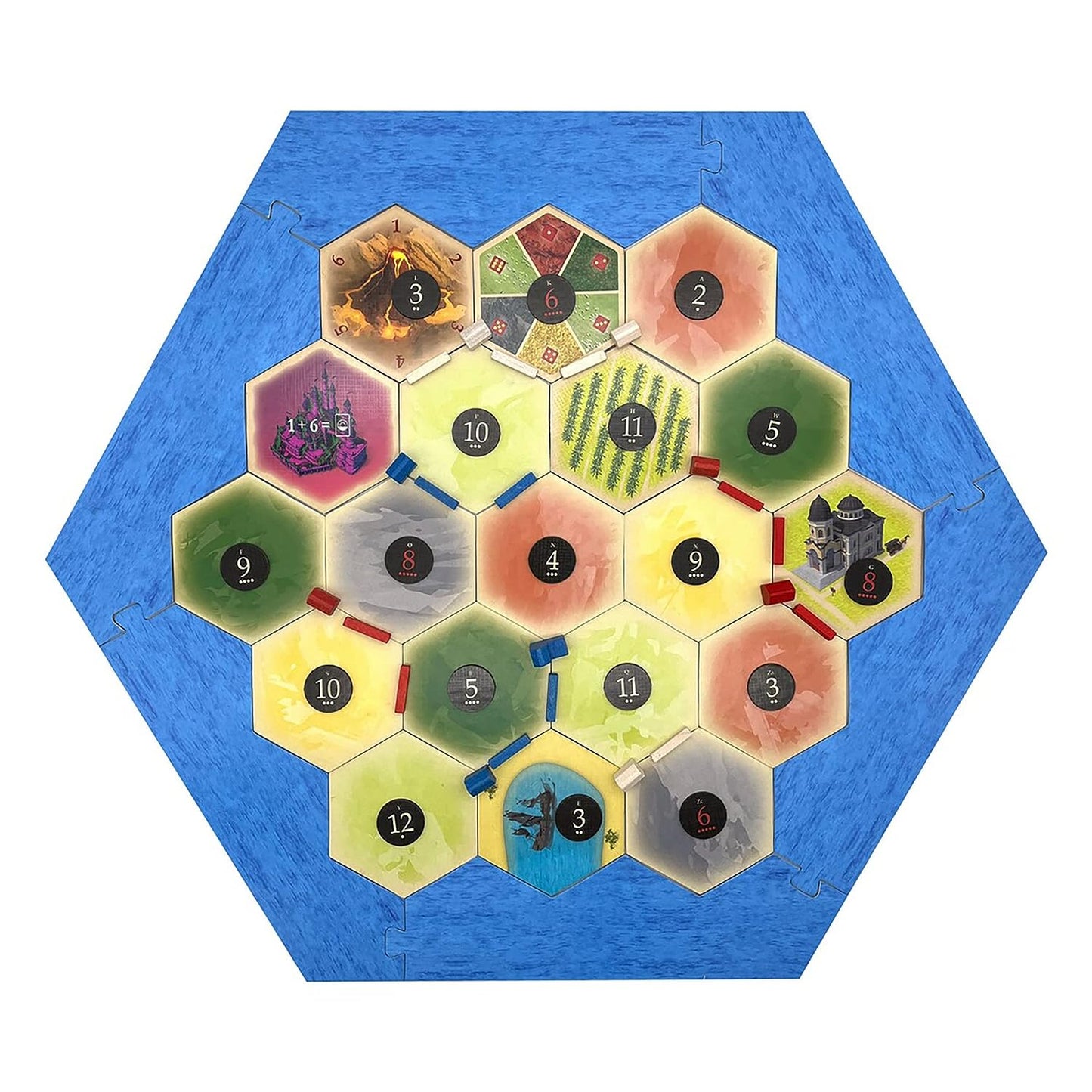 Volcano Hex compatible with Catan's Settlers of Catan, Seafarers & Catan Expansions