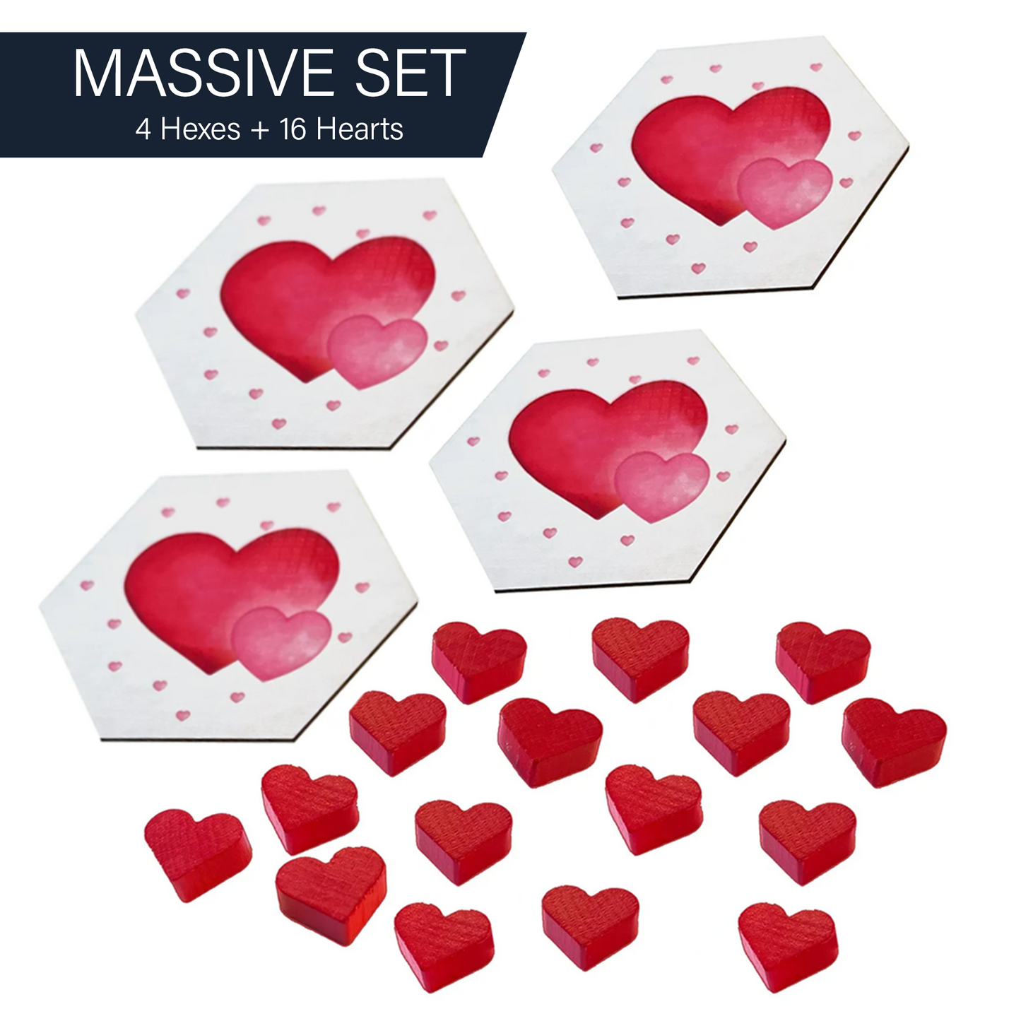 Valentines Love Letter Scenario Hex and Heart Meeple Tokens Holiday Expansion compatible with Catan’s Settlers of Catan