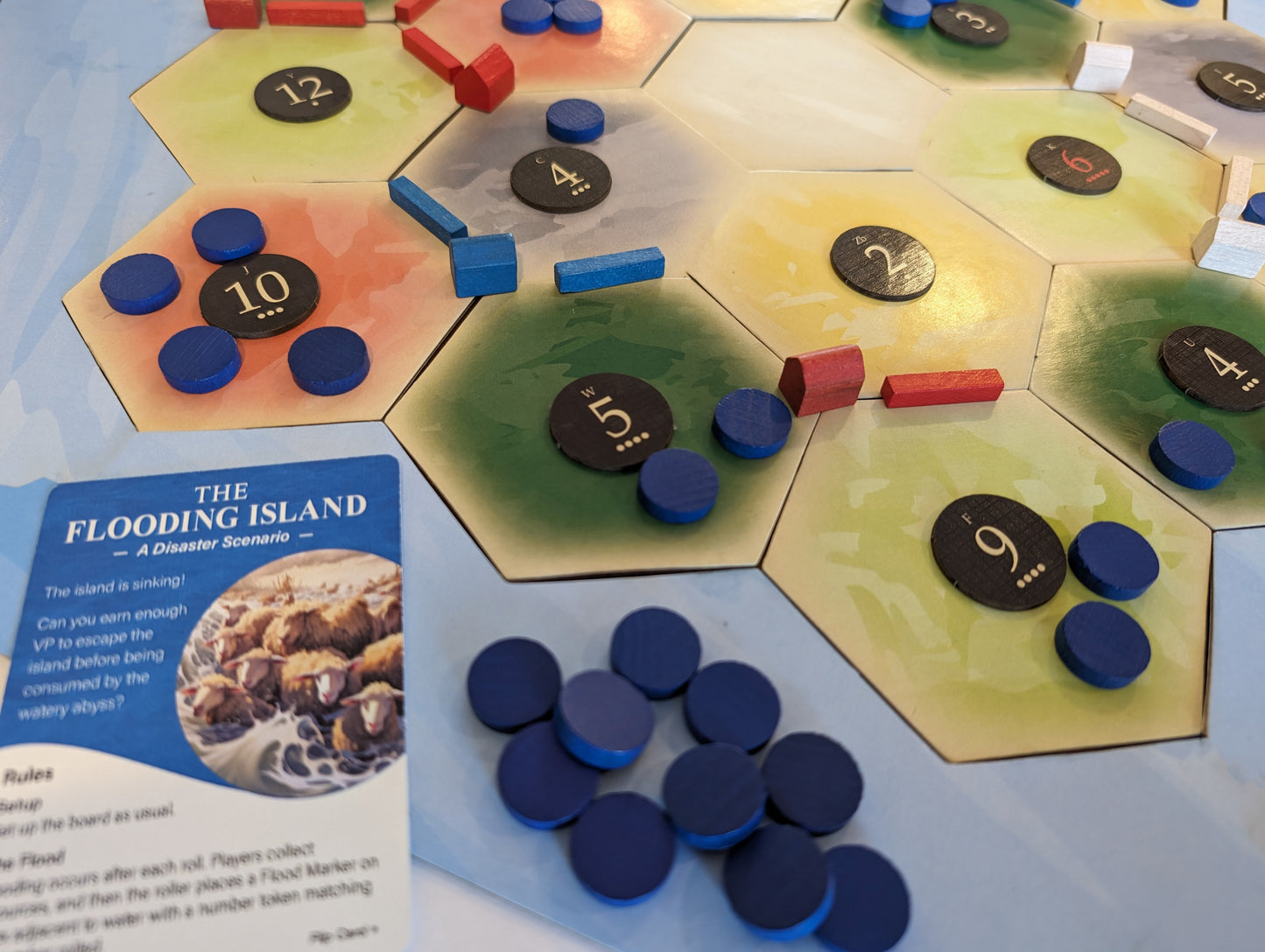 The Flooding Island Atlantis Disaster Scenario Compatible with Catan's Settlers of Catan