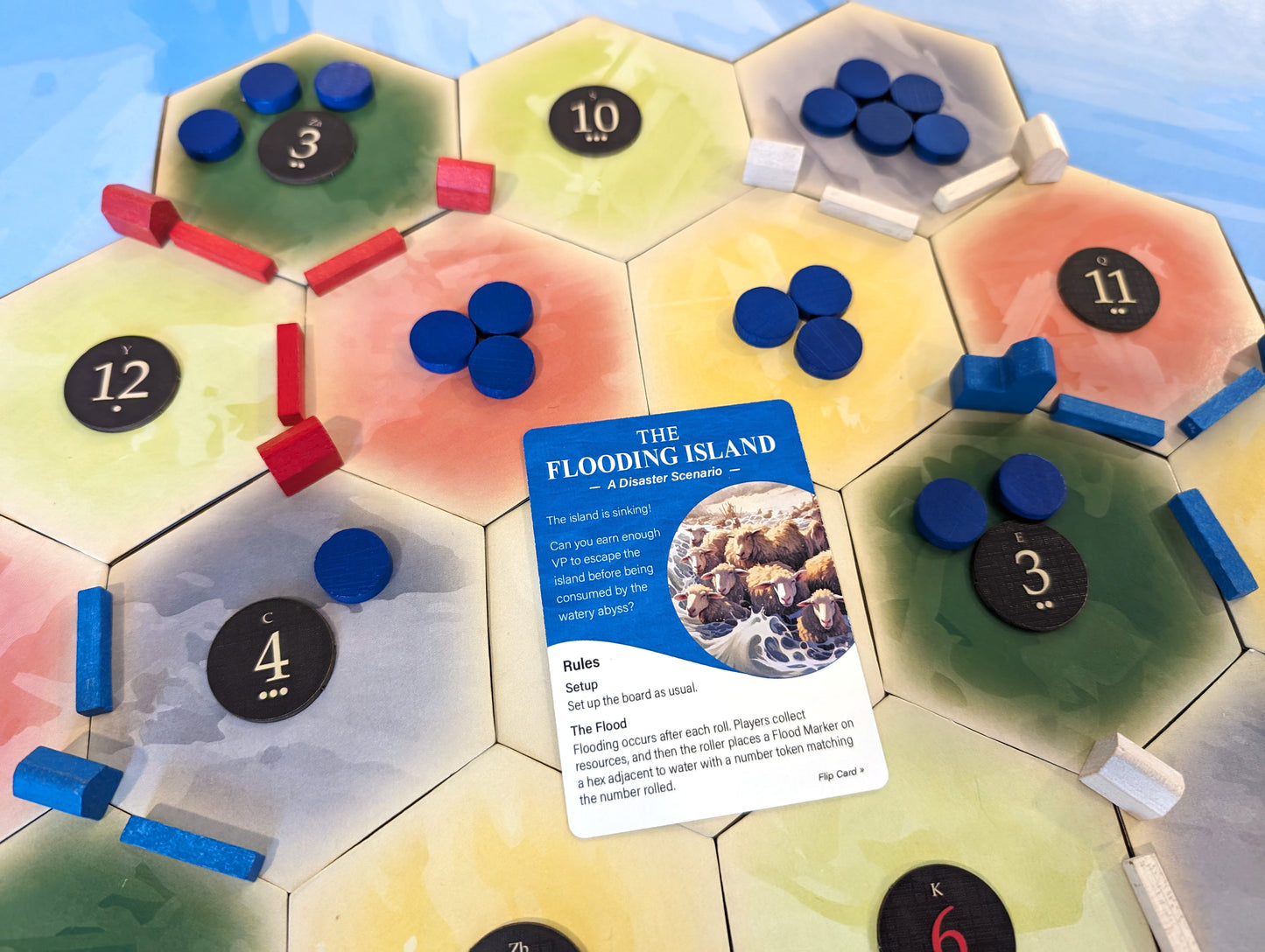 The Flooding Island Atlantis Disaster Scenario Compatible with Catan's Settlers of Catan