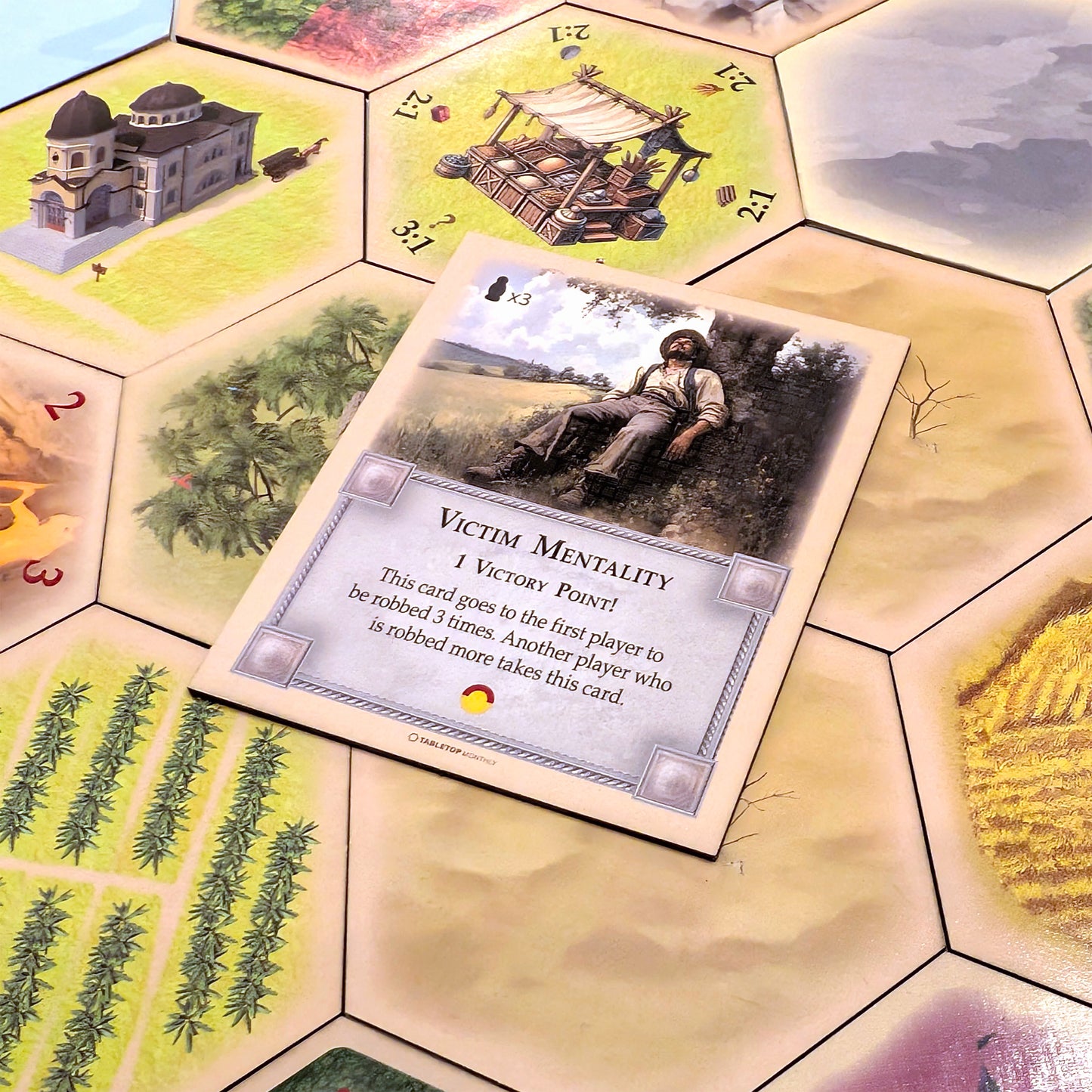 Victim Mentality Card compatible with Catan's Settlers of Catan 5th Edition and Catan Expansions Board Game Replacement Pieces