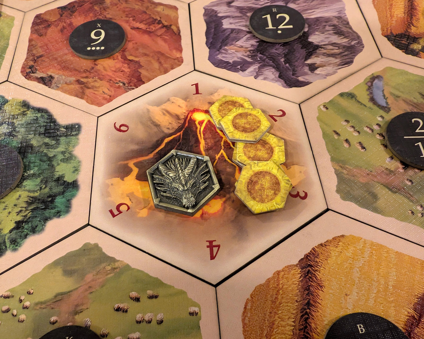 Dragon Scenario with Metal Dragon Token compatible with Catan's Settlers of Catan, Seafarers, and Catan Expansions