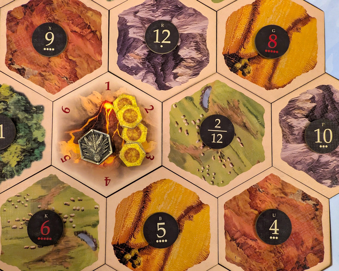 Dragon Scenario with Metal Dragon Token compatible with Catan's Settlers of Catan, Seafarers, and Catan Expansions