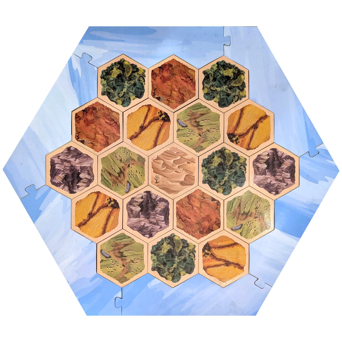 UV-Coated Easy Clean Replacement Hex Set compatible with Catan 6th Edition