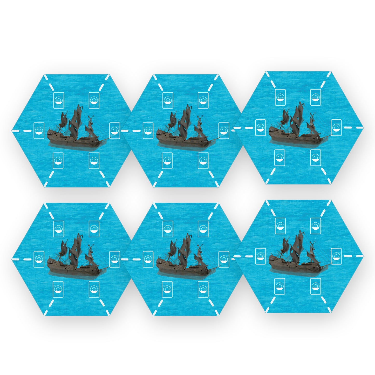 Shipwreck Pirate Ship Hex compatible with Catan's Settlers of Catan, Seafarers, and Catan Expansions