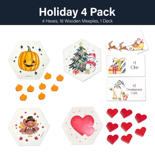 Holidays 4 Scenario Pack! Halloween, Thanksgiving, Christmas & Valentines Day Scenarios Expansions compatible with Catan's Settlers of Catan