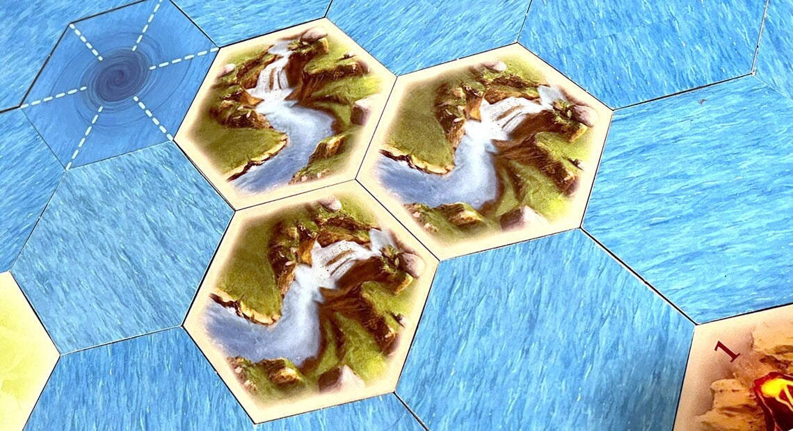 Gold River Replacement Hex Scenario compatible with Catan's Settlers of Catan, Seafarers, Cities and Knights and Catan Expansions
