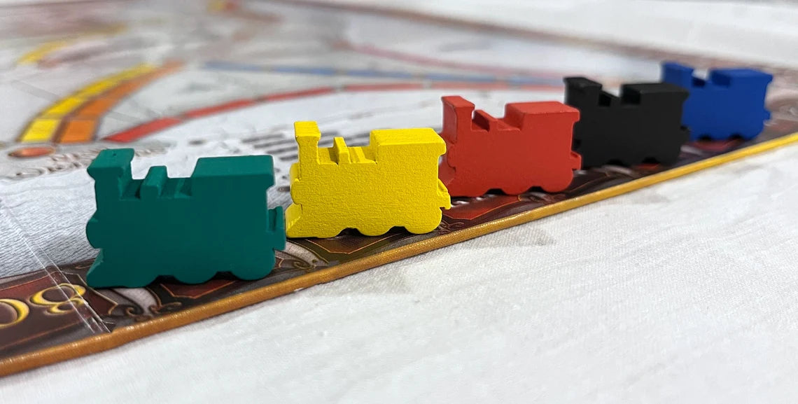 Wooden Train Score Markers compatible with Ticket to Ride - 5 Wooden Train Meeples