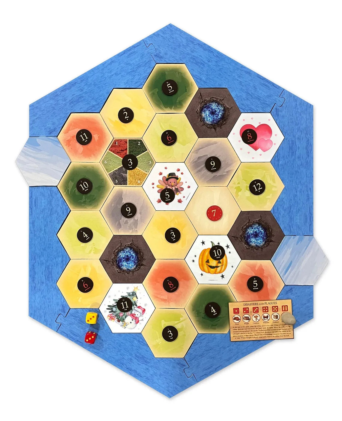 Thanksgiving Cornucopia Scenario Hex Holiday Expansion compatible with Catan's Settlers of Catan