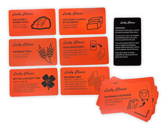 Lucky Chance Doubles Card Expansion compatible with Settlers of Catan and Monopoly