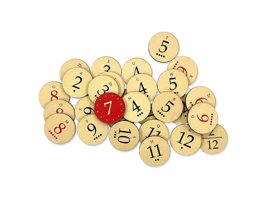 Replacement Number Tokens with Roll Chance Indicator compatible with Catan's Settlers of Catan 5-6 Player Extension