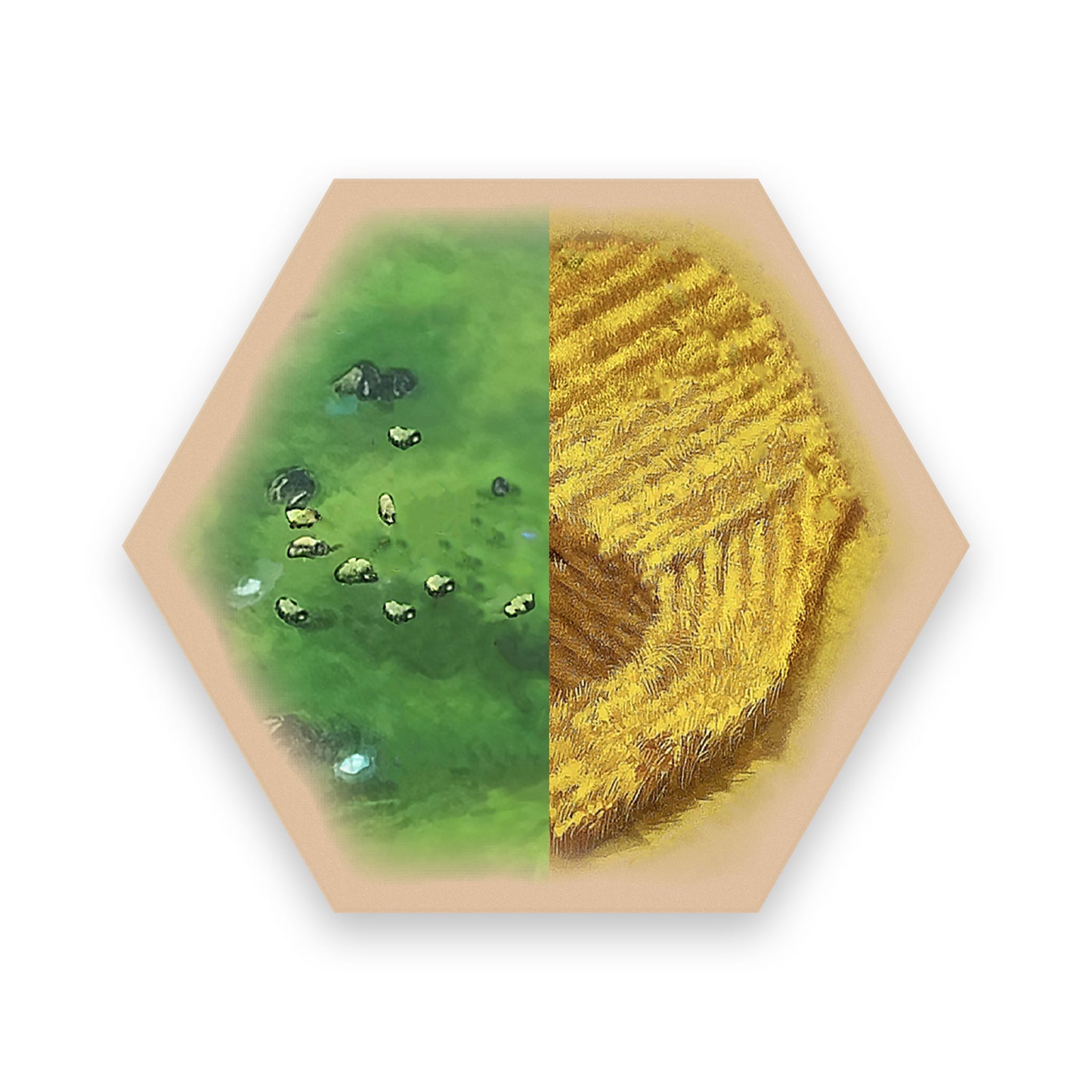 Split-Resource Hexes compatible with Catan's Settlers of Catan