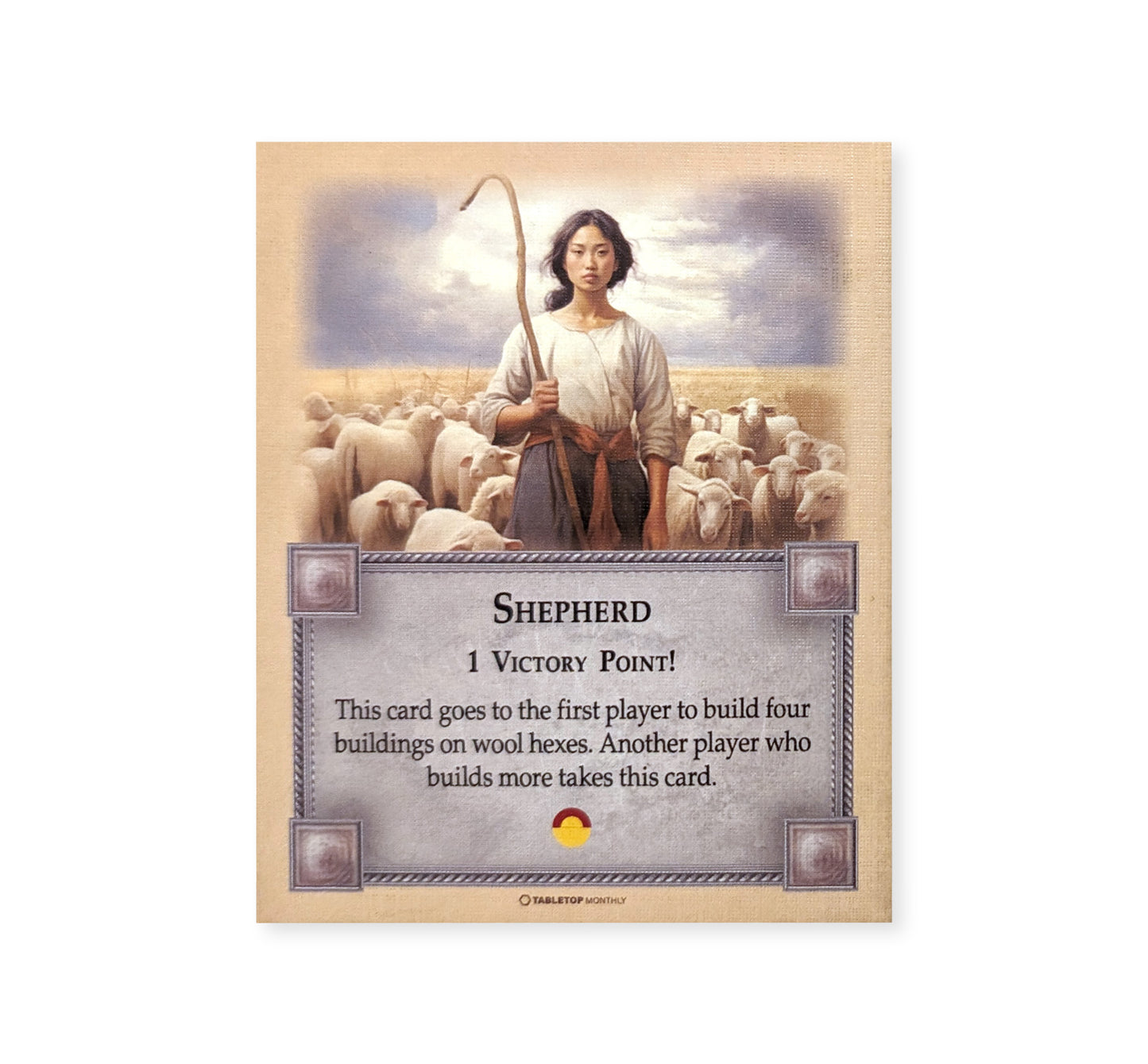 Professions Victory Point Cards, Bricklayer, Stonemason, Farmer, Shepherd, Lumberjack, compatible with Catan's Settlers of Catan 5th Edition, Seafarers and Catan Expansions
