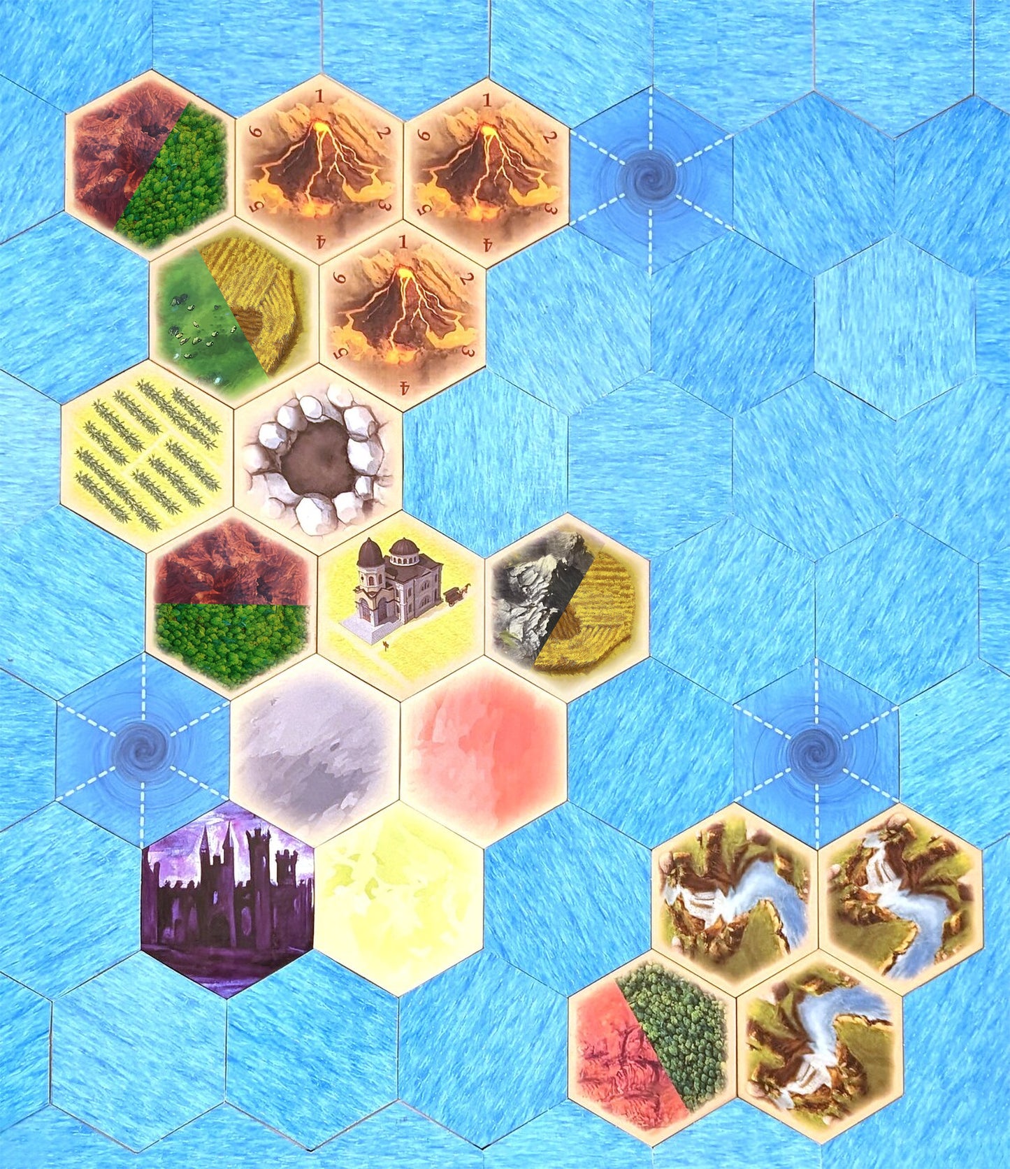 Split-Resource Hexes compatible with Catan's Settlers of Catan