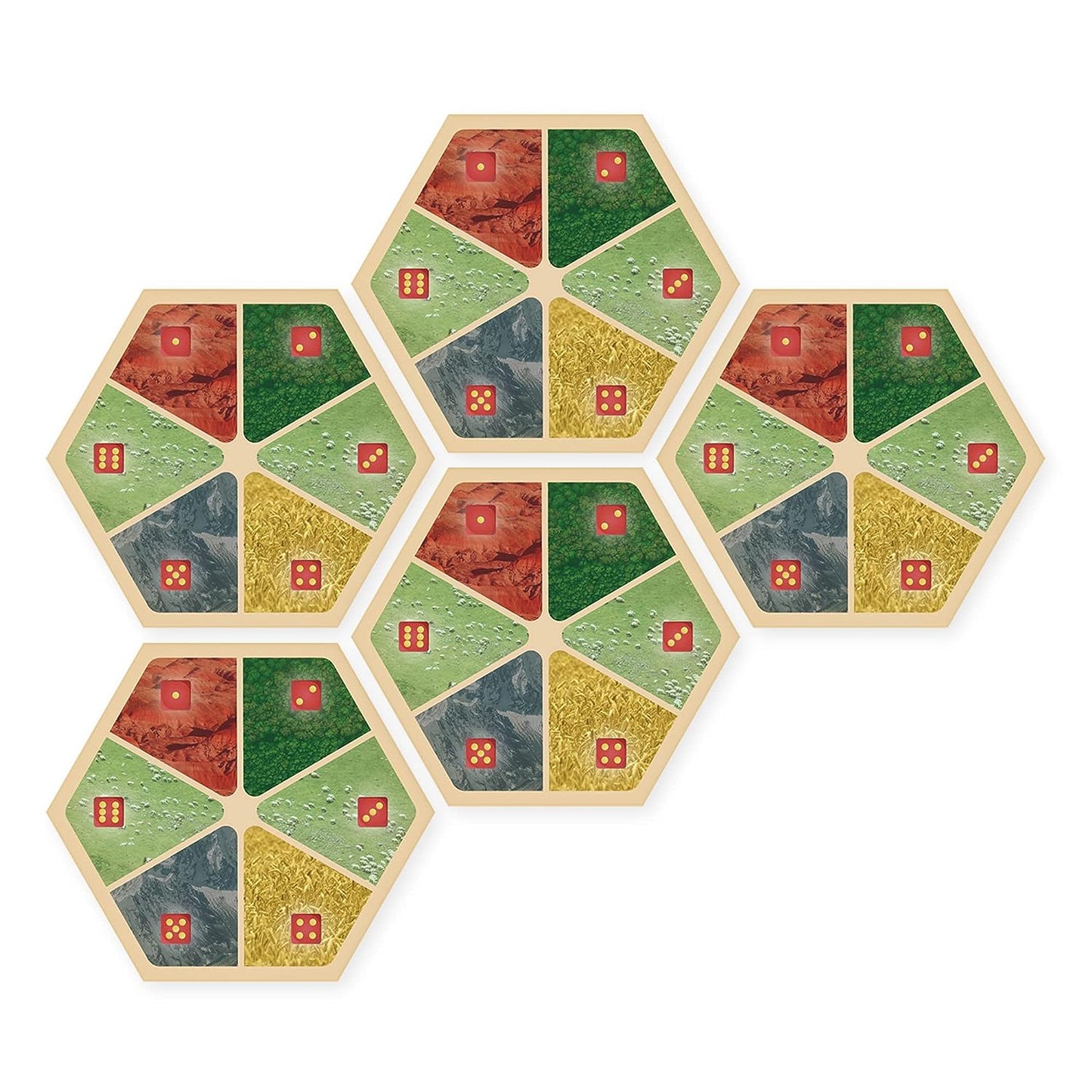 Amalgam Multi-Resource Replacement Hex Scenario compatible with Catan's Settlers of Catan, Seafarers, Cities and Knights and Catan Expansions