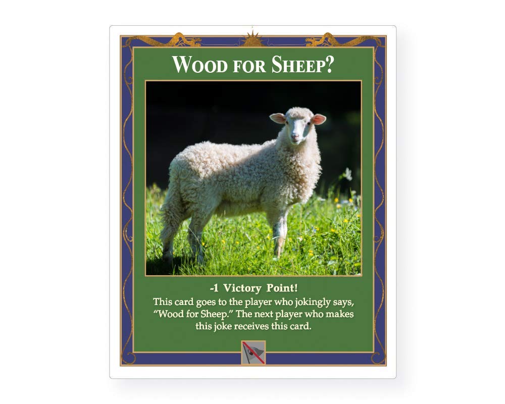 Wood for Sheep Penalty Gift Card compatible with Catan's Settlers of Catan (4th Edition), Seafarers and Catan Expansions
