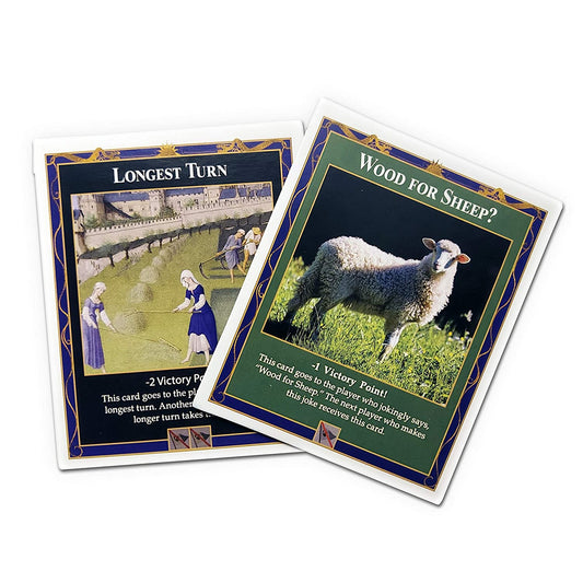 Longest Turn and Wood for Sheep Penalty Cards compatible with Catan's Settlers of Catan (4th Edition), Seafarers and Catan Expansions