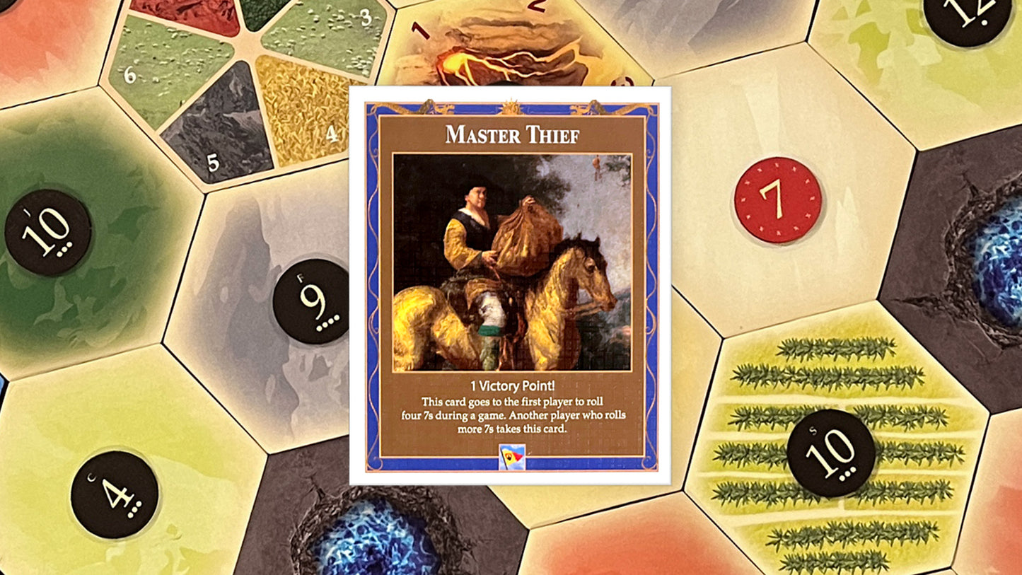 Master Thief Card compatible with Catan's Settlers of Catan (4th Edition), Seafarers, and Catan Expansions, 4th Edition