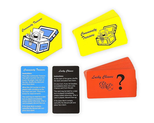 Lucky Chance Doubles and Community Treasure Chest Opoly Mashup Scenarios compatible with Catan's Settlers of Catan and Catan Expansions