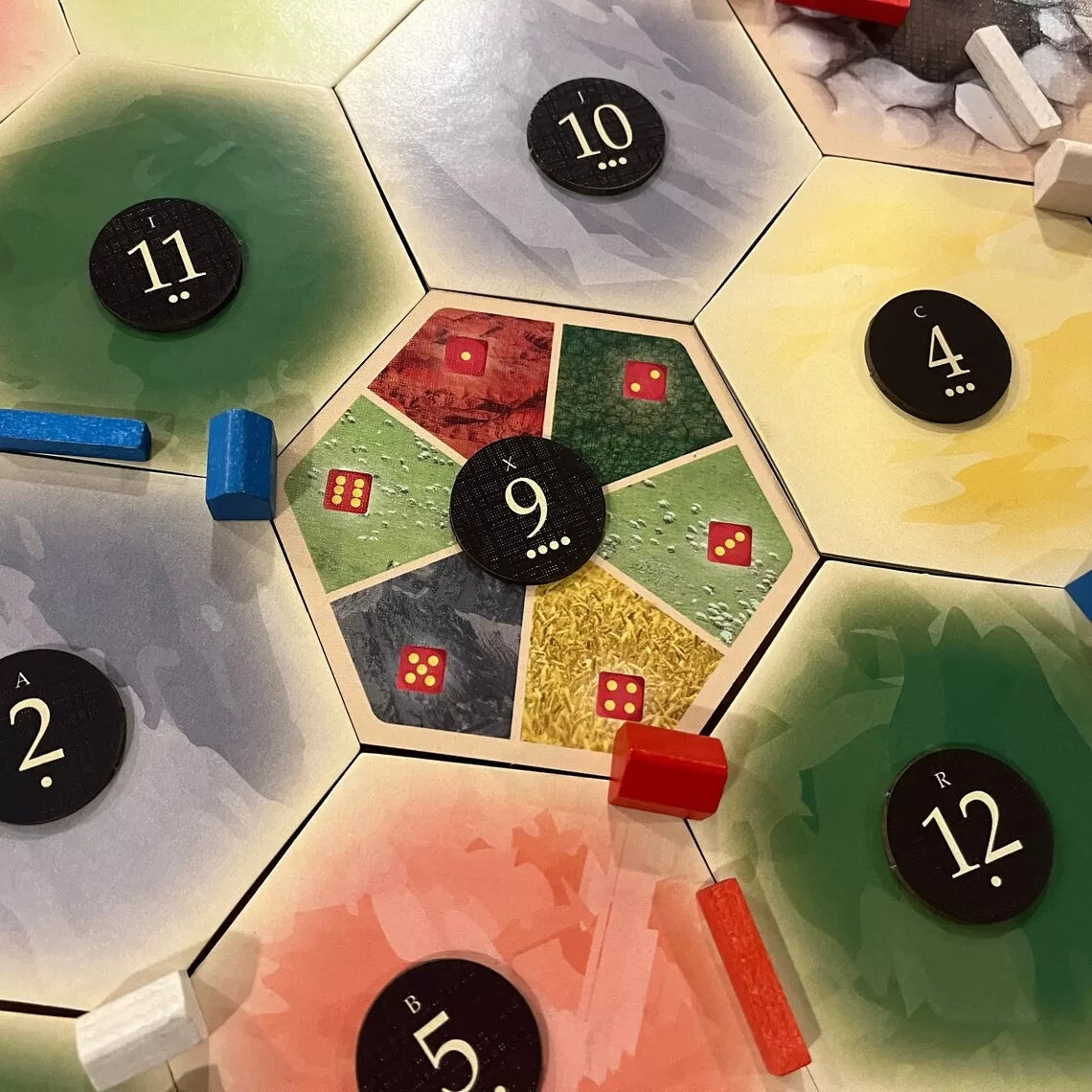 Amalgam Multi-Resource Replacement Hex Scenario compatible with Catan's Settlers of Catan, Seafarers, Cities and Knights and Catan Expansions