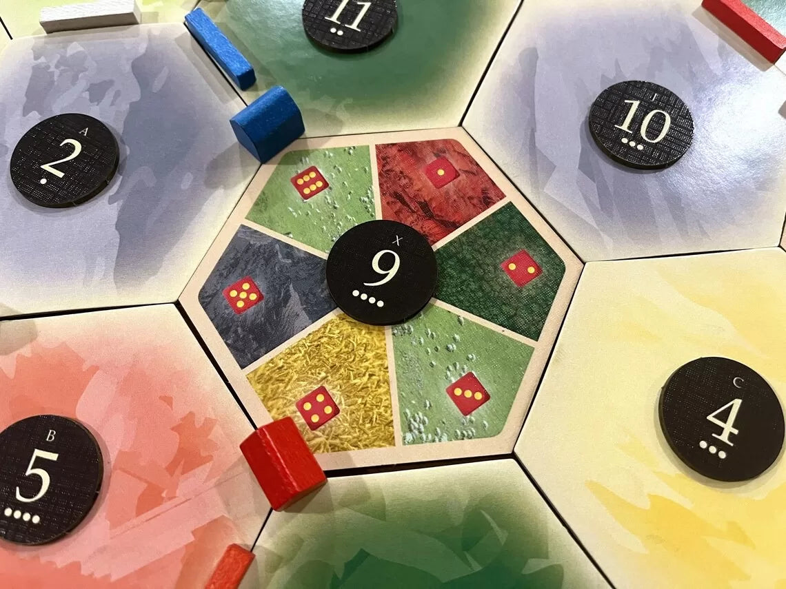 Amalgam Multi-Resource Replacement Hex Scenario compatible with Catan's Settlers of Catan, Seafarers, Cities and Knights and Catan Expansions