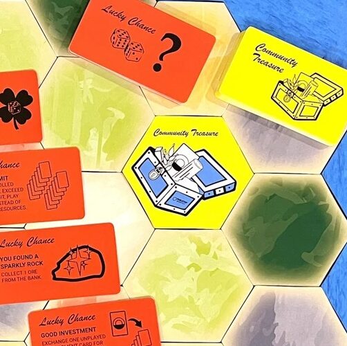 Lucky Chance Doubles and Community Treasure Chest Opoly Mashup Scenarios compatible with Catan's Settlers of Catan and Catan Expansions