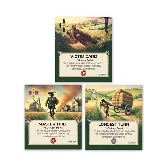 Victim Card, Longest Turn, Master Thief Tile compatible with Catan's Settlers of Catan, Seafarers, and Catan Expansions, 6th Edition