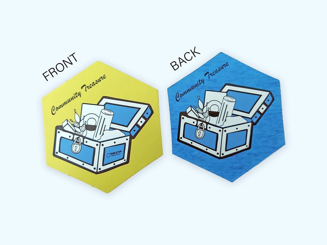 Community Treasure Chest Hex and Card Deck Scenario compatible with Catan's Settlers of Catan, Seafarers, Cities and Knights and Catan Expansions