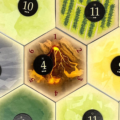 Volcano Hex compatible with Catan's Settlers of Catan, Seafarers & Catan Expansions