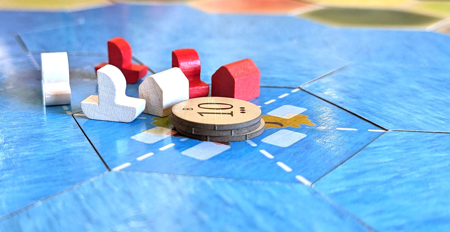 Treasure Island Scenario Hex and Replacement Number Tokens compatible with Catan's Settlers of Catan and Seafarers