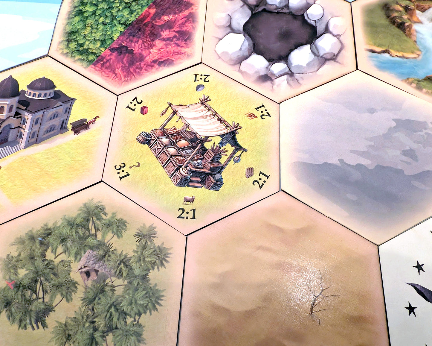 Marketplace Merchant Port Trade Tile Hex Replacement Scenario compatible with Catan's Settlers of Catan