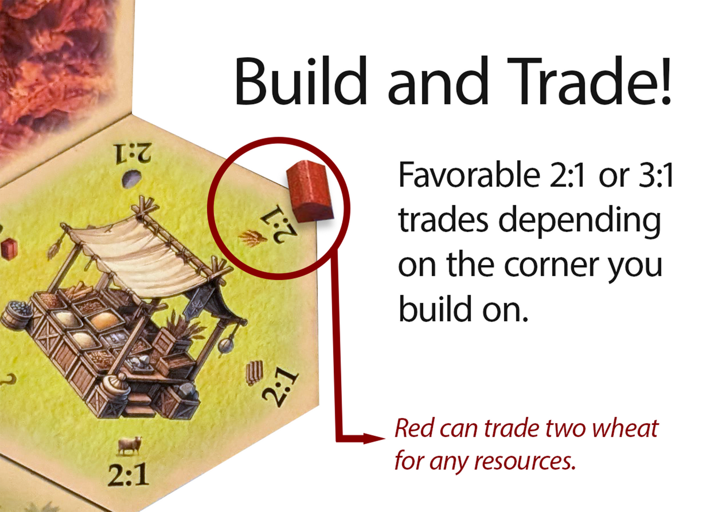 Marketplace Merchant Port Trade Tile Hex Replacement Scenario compatible with Catan's Settlers of Catan