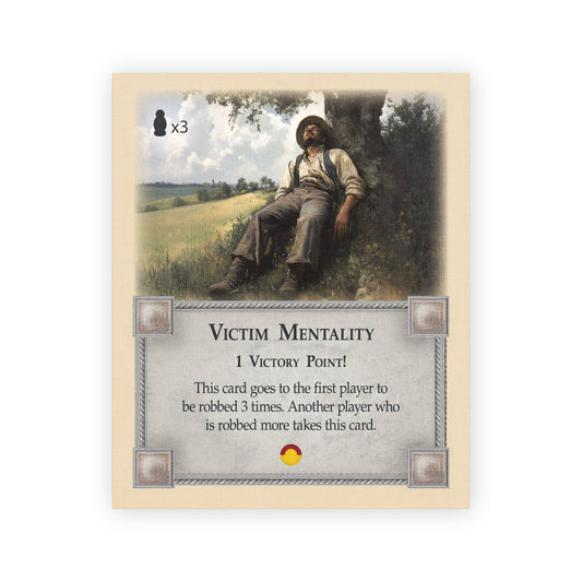 Victim Mentality Card compatible with Catan's Settlers of Catan 5th Edition and Catan Expansions Board Game Replacement Pieces