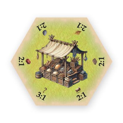 Marketplace Merchant Port Trade Tile Hex Replacement Scenario compatible with Catan's Settlers of Catan