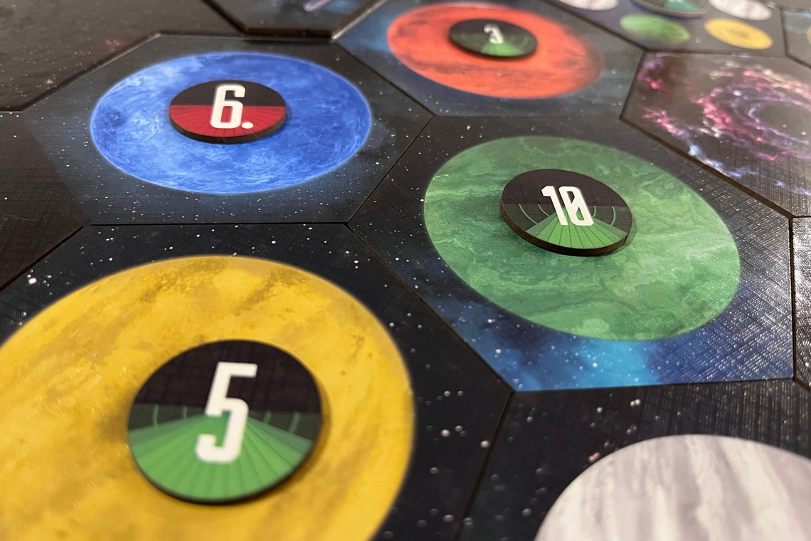 Planet Hexes and Border Extenders Board Expansion compatible with Catan's Star Trek Catan