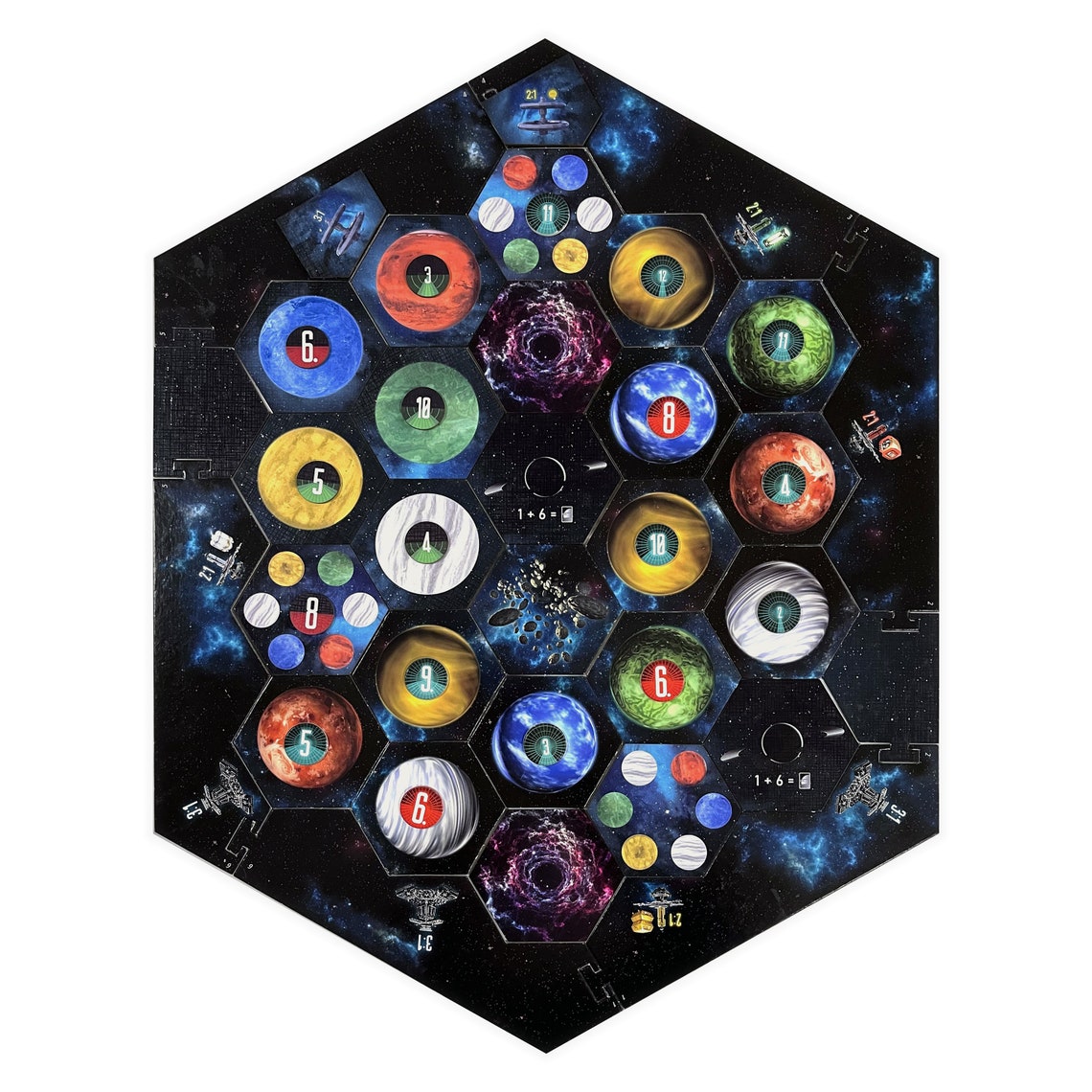 Planet Hexes and Border Extenders Board Expansion compatible with Catan's Star Trek Catan