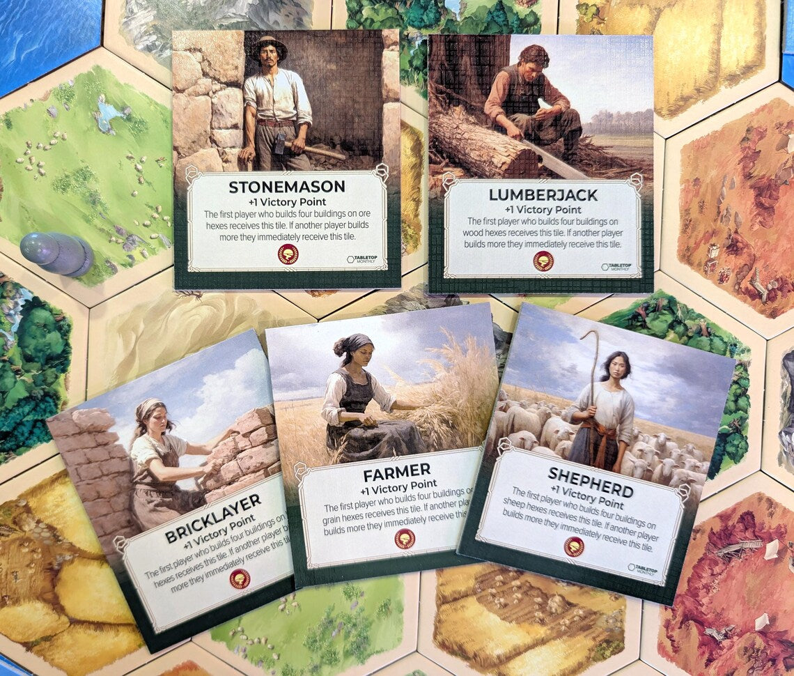 Profession Tile Cards compatible with Catan's Settlers of Catan, Seafarers, and Catan Expansions, 6th Edition (Copy)