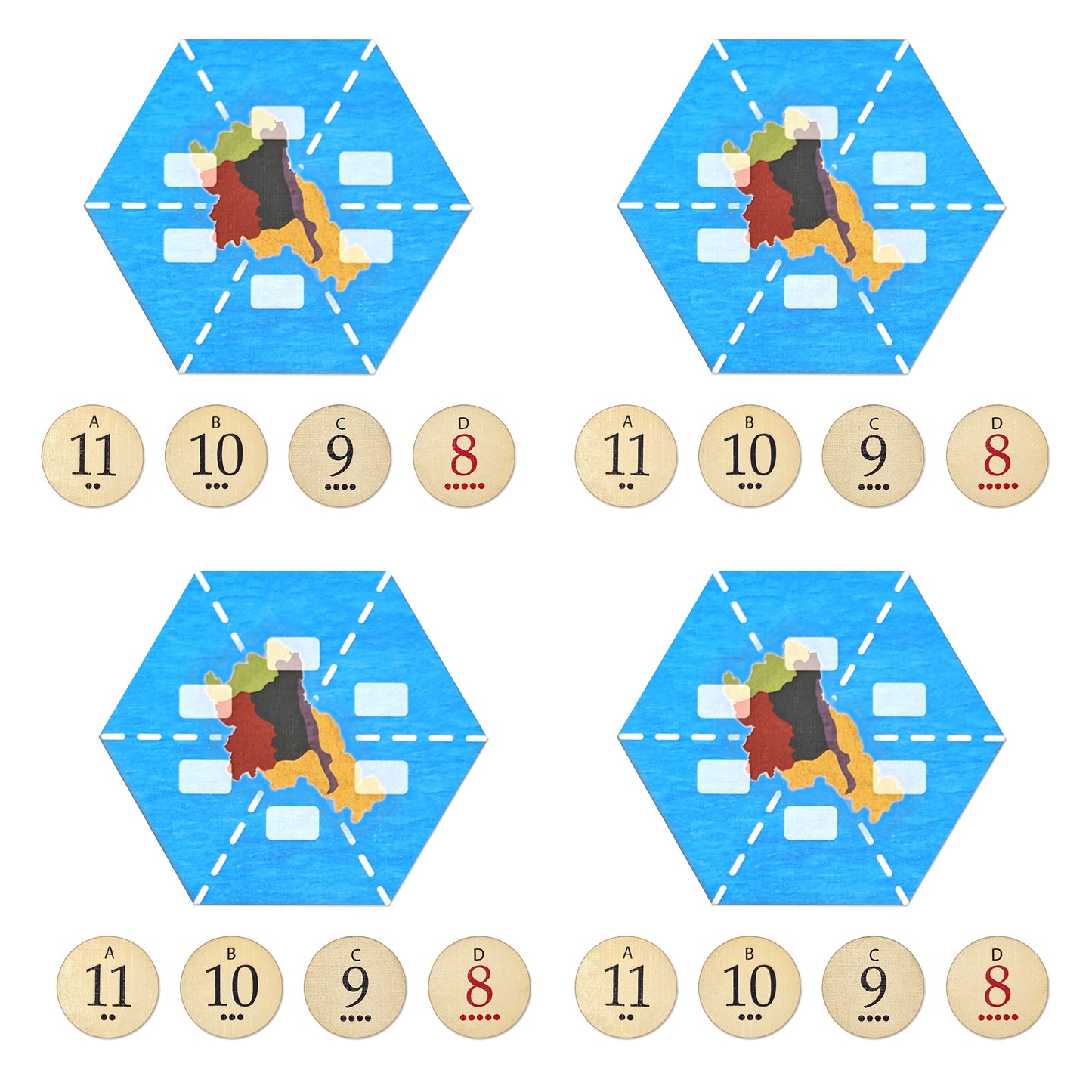 Treasure Island Scenario Hex and Replacement Number Tokens compatible with Catan's Settlers of Catan and Seafarers