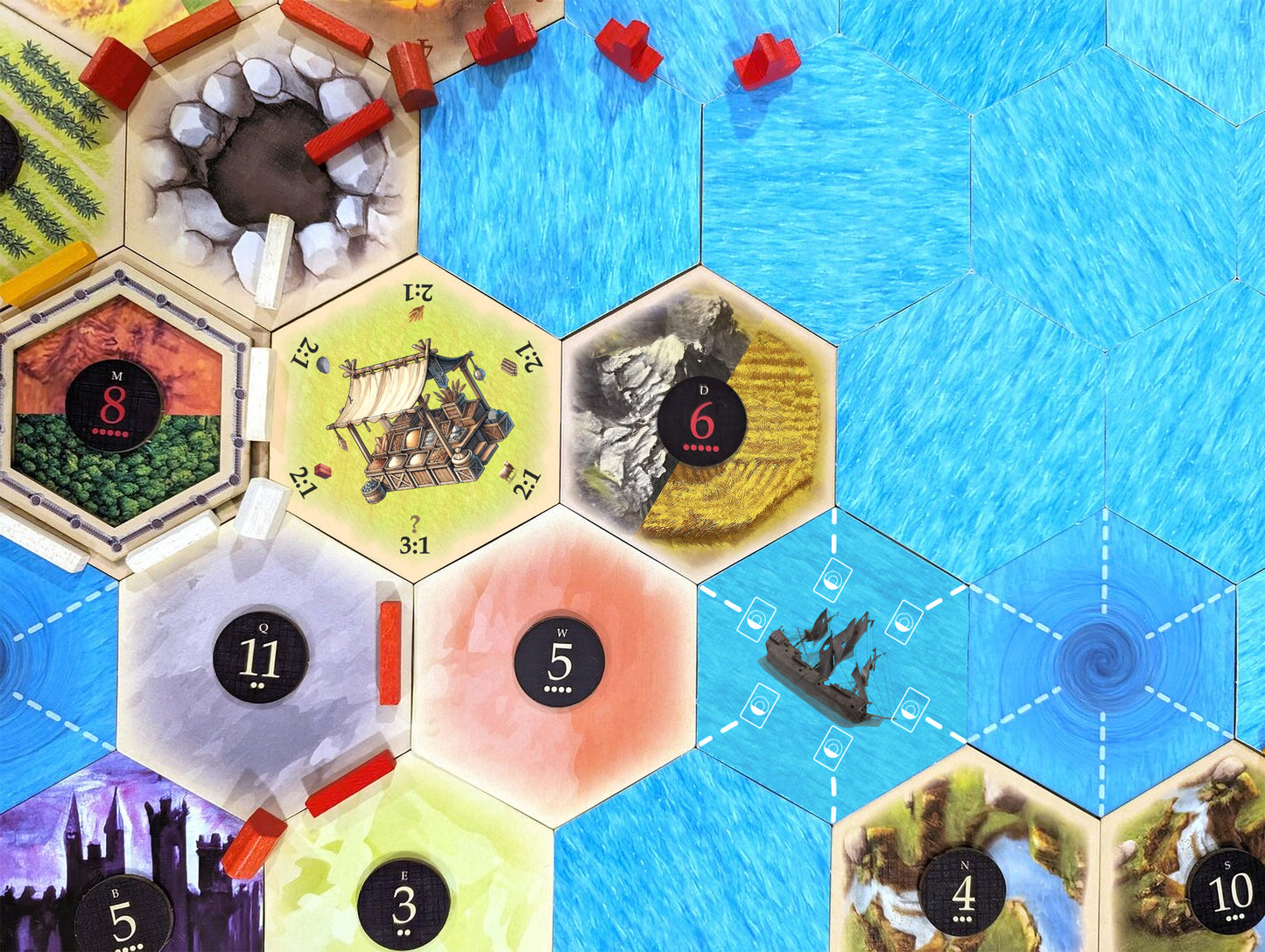 Marketplace Merchant Port Trade Tile Hex Replacement Scenario compatible with Catan's Settlers of Catan