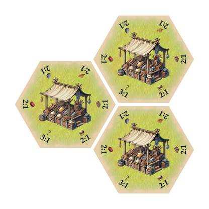 Marketplace Merchant Port Trade Tile Hex Replacement Scenario compatible with Catan's Settlers of Catan