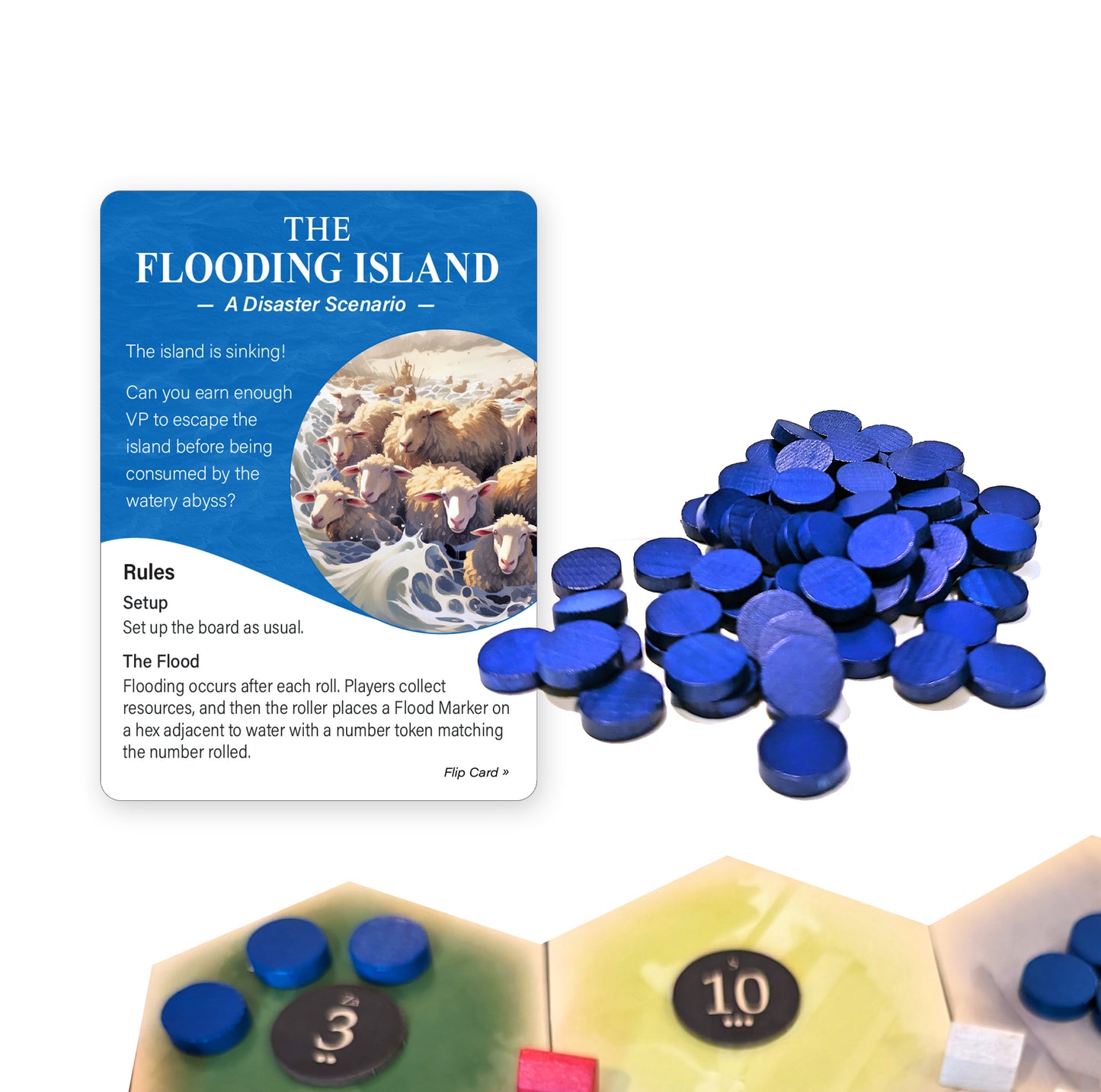 The Flooding Island Atlantis Disaster Scenario Compatible with Catan's Settlers of Catan