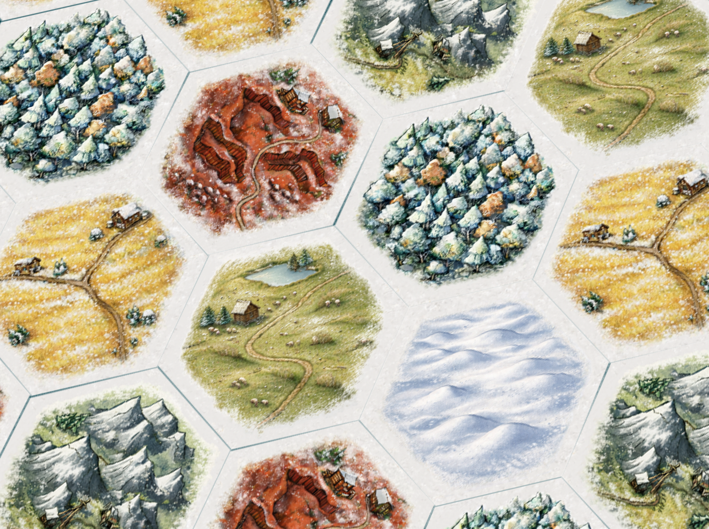 Winter Hexes compatible with Catan's Settlers of Catan