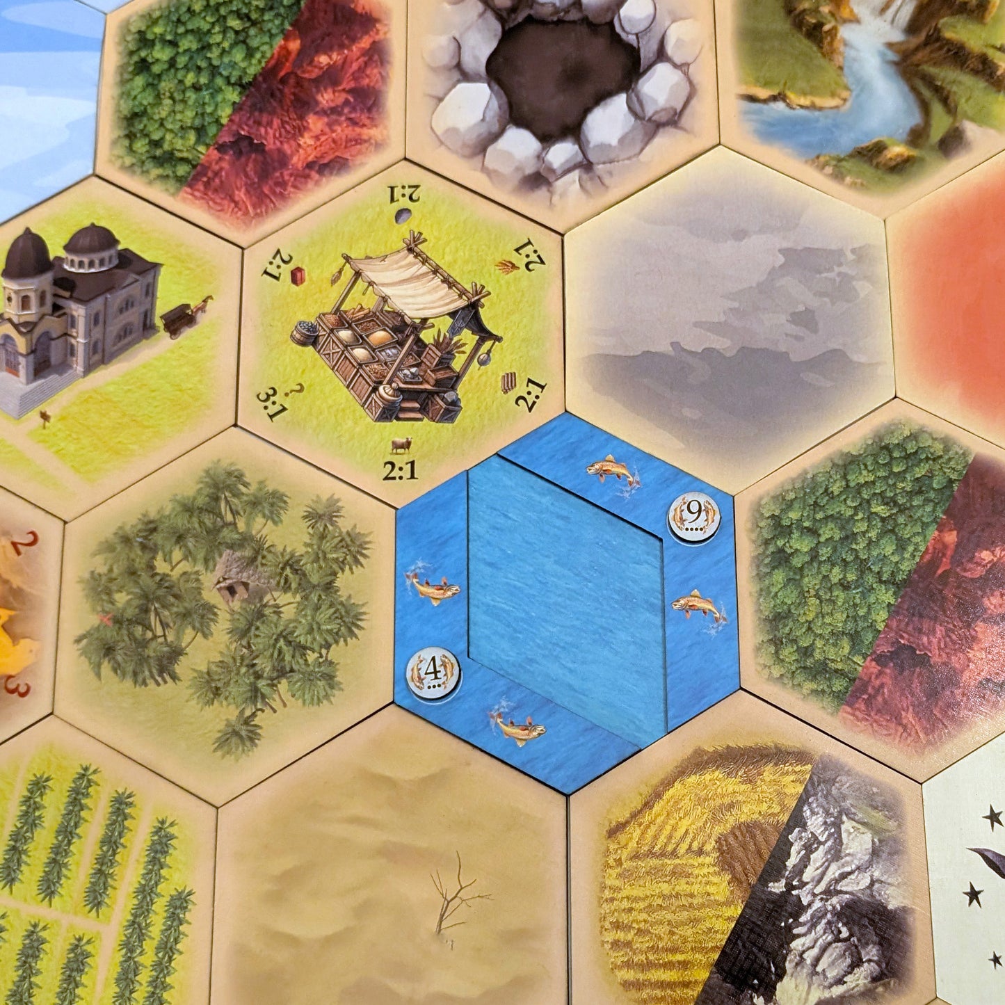 Marketplace Merchant Port Trade Tile Hex Replacement Scenario compatible with Catan's Settlers of Catan