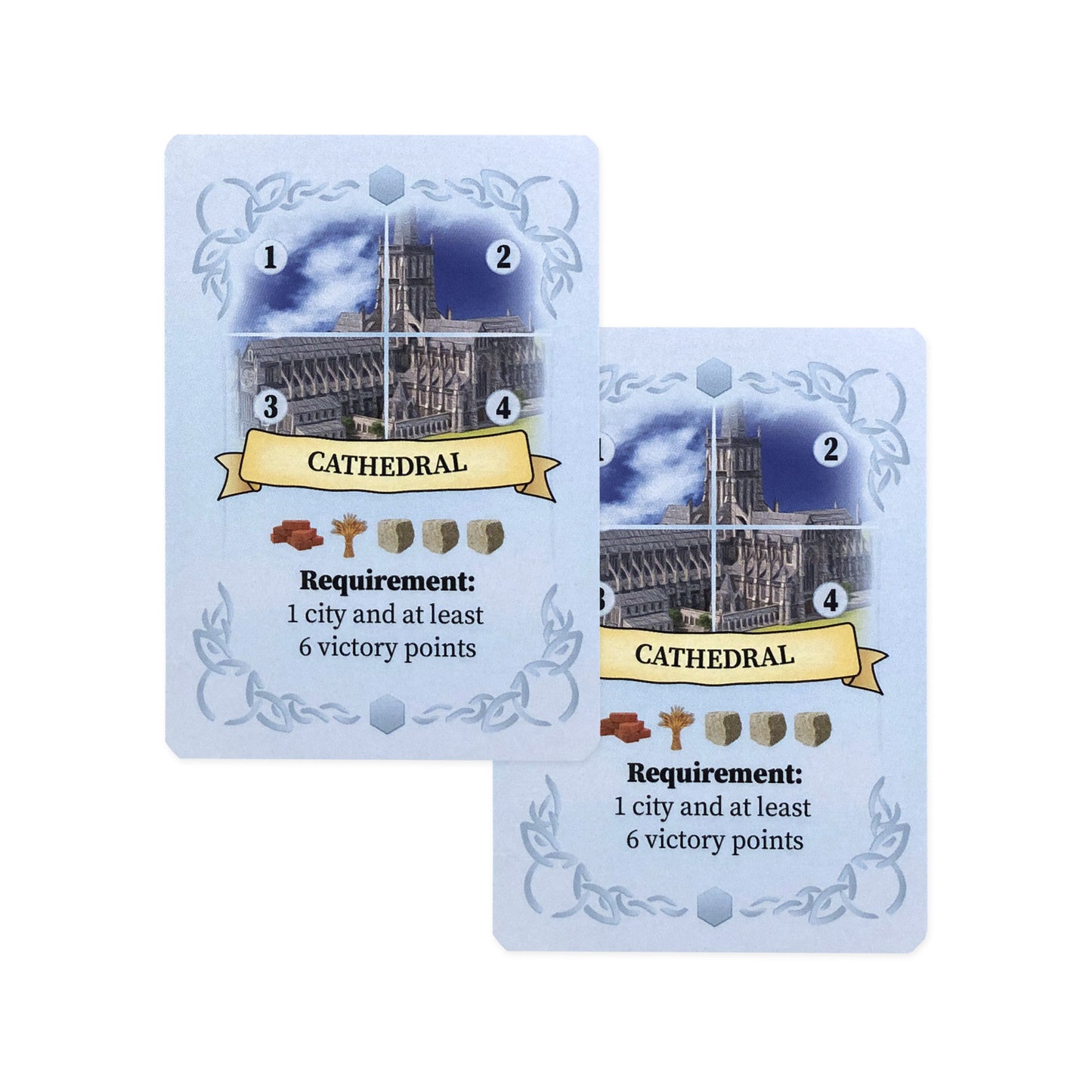 World Wonders Replacement Cards compatible with Catan's The Wonders of Catan Seafarers Scenario. Compatible with 3-4 and 5-6 Player Extension