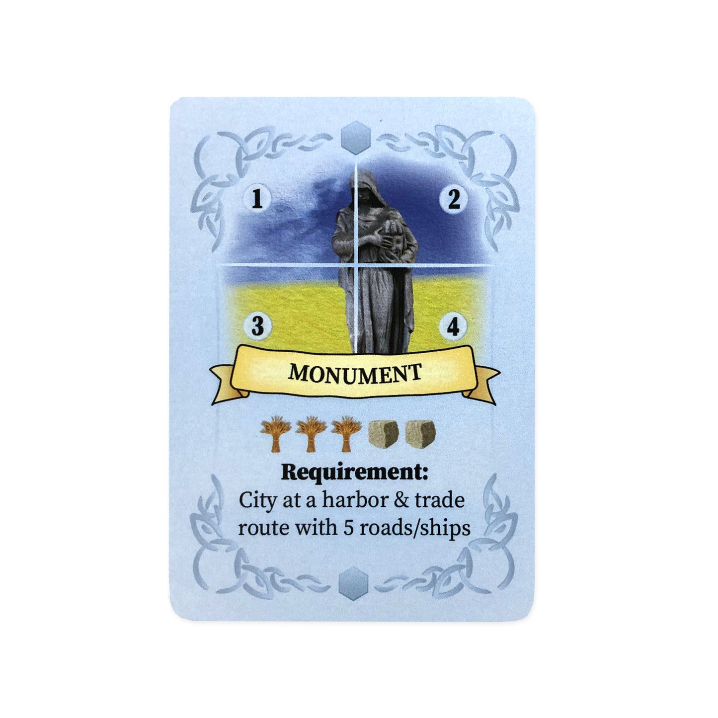 World Wonders Replacement Cards compatible with Catan's The Wonders of Catan Seafarers Scenario. Compatible with 3-4 and 5-6 Player Extension