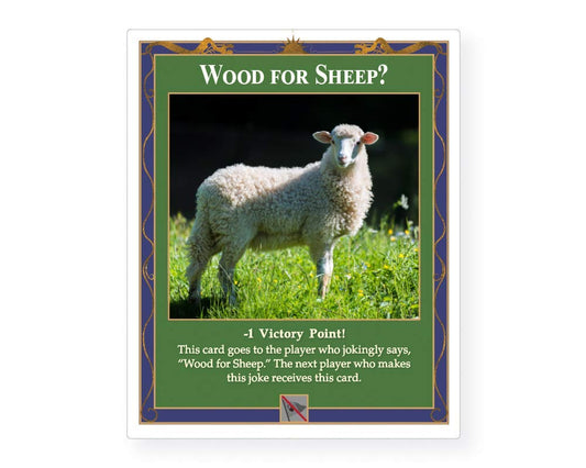 Wood for Sheep Penalty Gift Card compatible with Catan's Settlers of Catan (4th Edition), Seafarers and Catan Expansions