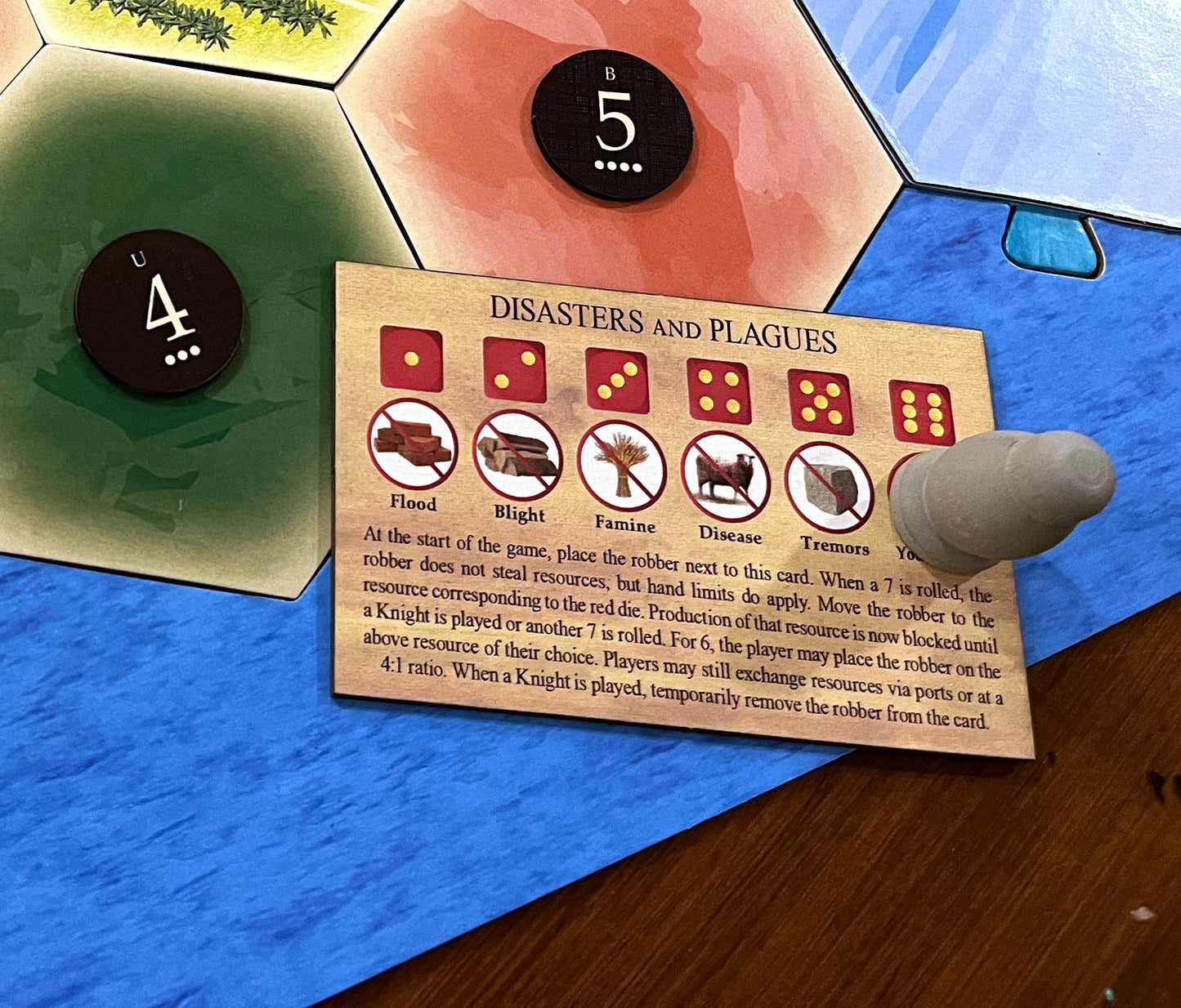 Disasters and Plagues Robber Scenario compatible with Catan's Settlers of Catan